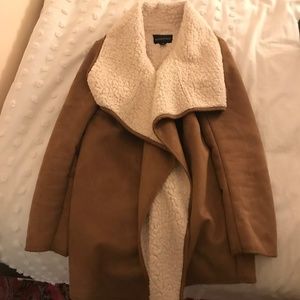 MINKPINK Faux Shearling & Suede Sheepskin Coat